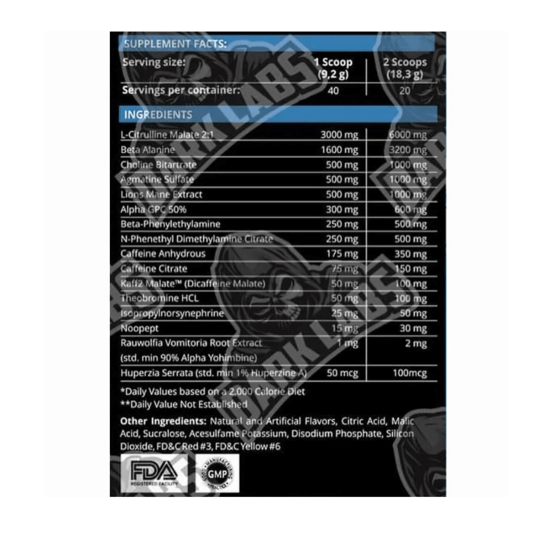 Crack Reloaded Pre Workout Dark Labs Supplement Facts | Sarms