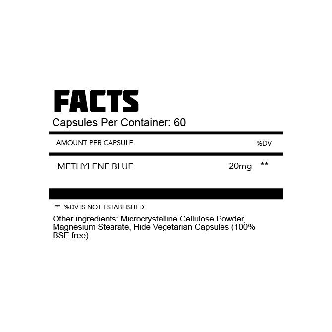 Methylene Blue 20mg supplement information | Sarms Ireland